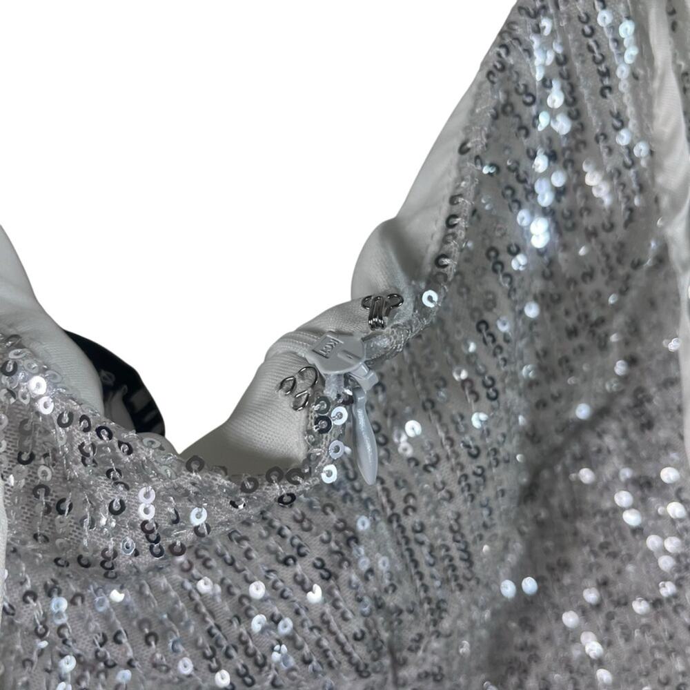 Baltic Born NWT Willett Sequin Jumpsuit Silver XL Wide Leg Drapey Party Cocktail - Picture 8 of 15